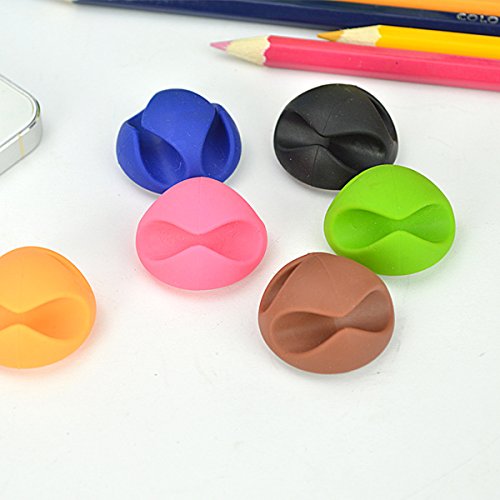 MDW 12 Pcs Cable Clips Organizer and Cord Management System for Desktop Power Cords and Cellphone Cables (12 Pack Mixed Color)