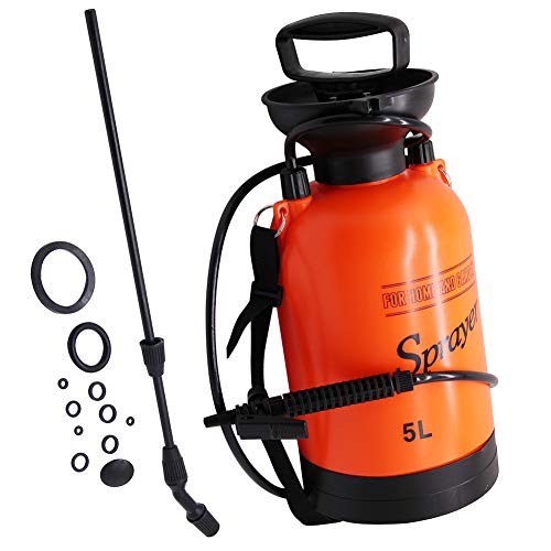 YOFIT Pump Pressure Sprayer for Garden & Lawn, Portable Lawn Sprayer with Shoulder Strap (5 Liter, 170 oz, 1.3 Gallon)