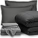 Bare Home Bed-in-A-Bag 7 Piece Comforter & Sheet Set - California King - Goose Down Alternative - Ultra-Soft 1800 Premium - Hypoallergenic - Bare Breathable Bedding (Cal King, Grey/Light Grey)