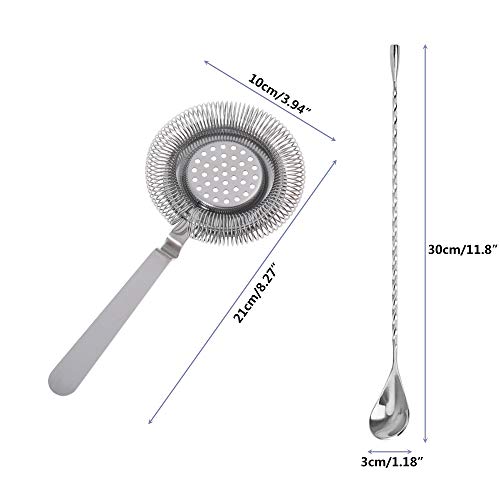 MOTZU Edelstahl Barsieb,Gold Cocktail Sieb mit Cocktailrührlöffel,Cocktailsiebe Cocktailshaker Cocktail Mixer Filter… – Bild 3