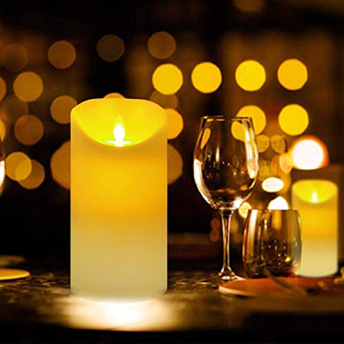 Flameless LED Candles Vanilla Scented Pillar Candles Flame Remote