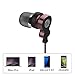 In Ear Headphones, Vomercy Wired Earphones Earbuds, Deep Bass HiFi Stereo Headphones with Built-in Mic, Volume Control, Red