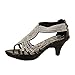 Delicacy Womens Angel-37 Strappy Rhinestone Dress Sandal Low Heel Shoes,Black,8.5