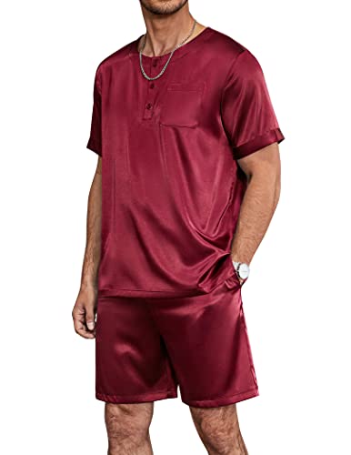 Ekouaer Men's Satin Pajama Set