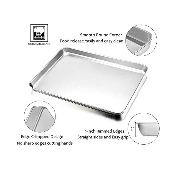 Baking-Tray-with-Rack-Set-4-Sheets-4-Racks-HaWare-100-Stainless-Steel-Rimmed-Cookie-Sheet-PansToaster-Oven-Tray-with-Cooling-Rack-Non-Toxic-Healthy-Rust-Free-Dishwasher-Safe-8-Pieces Baking Tray with Rack Set (4 Sheets + 4 Racks), HaWare 100% Stainless Steel Rimmed Cookie Sheet Pans,Toaster Oven Tray…