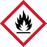 OSHA Compliant, GHS Flame, Pictogram, Red Border, Black Symbol, Picto, White Base, Laminated, Safety Decal Label Vinyl Sticker, (2