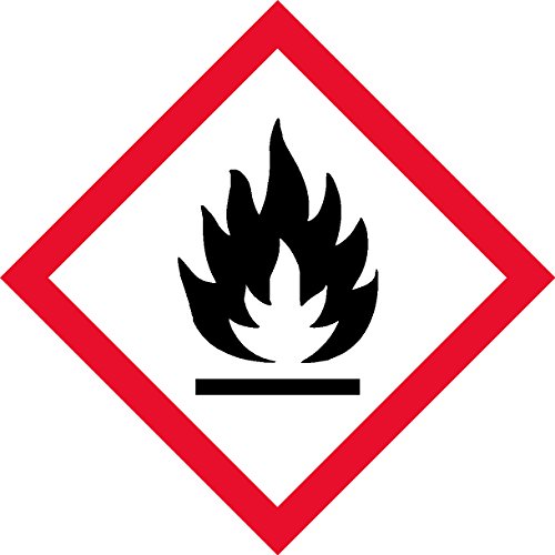OSHA Compliant, GHS Flame, Pictogram, Red Border, Black Symbol, Picto, White Base, Laminated, Safety Decal Label Vinyl Sticker, (2