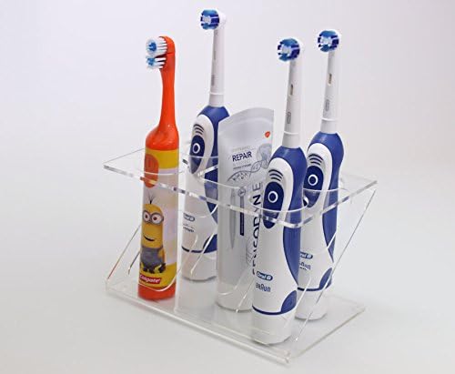 Plastic Online Ltd Electric Toothbrush Holder Toothpaste Holder For 4x Toothbrush Stand (Clear)