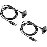 Insten [2-Pack] Wireless Controller USB Charging Cable Charger for MicroSoft xBox 360 / xBox 360 Slim Wireless Game Controllers Charge and Play Kit, Black
