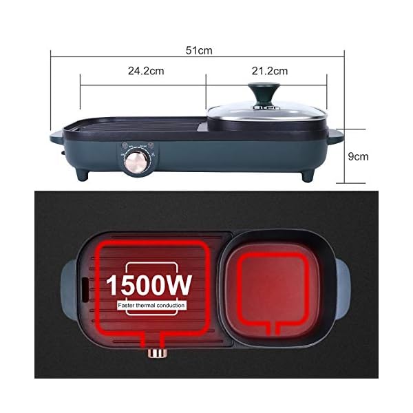 Uten Portable Electric Grill, Electric Barbecue Grill Indoor Hot Pot Chafing Dish, Large Capacity Household Electric…