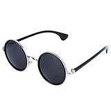 FUNOC Retro 90s Women's Round Lens Sunglasses Goggles Steampunk Grunge