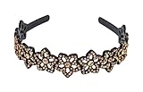 Yeshan Rhinestone and Crystal Beaded Flower Design Plastic Headband, Hairband for girls