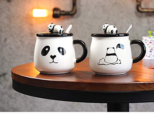 Satyam Kraft (Pack of 2) Panda Ceramic Mug with Lid for Diwali Gift, Christmas Gift,Valentine Gift