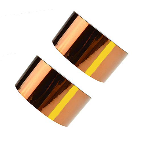 2 Rolls Heat Resistant Tape High Temperature Polyimide Fixatio Tape for Soldering, Printing PCB Board and Packing Fixing 50mm x 33m