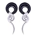 BodyJ4You 2PC Glass Ear Tapers Plugs 0G Black Metallic Spiral Gauges Piercing Jewelry Set