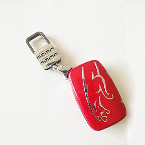KMT ABS Smart Remote Key Fob Case Cover Protector Shell Fit Jaguar XE XJ XF F-TYPE F-SPACE (PACK OF 1 PC) (Red With Metal KeyChain)