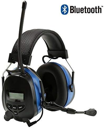 Noise Reduction Wireless Earmuffs with Bluetooth AM FM Digital Radio and Microphone,NRR 25dB Professional Ear Hearing Protection Headphones,Electronic Ear Defenders for Working Mowing Construction