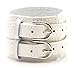 Fusamk Punk Rock Double Row Belt Buckle Wristband Wide Leather Cuff Bracelet(White)