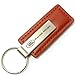Genuine Brown Leather Rectangular Silver Range Rover Logo Key Chain Fob Ring