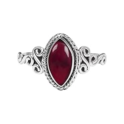 Rubicrafts Garnet Stone Ring 925 Sterling Silver