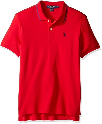 U.S. Polo Assn. Men s Slim Fit Short Sleeve Solid Interlock Polo Shirt, Winning Red, XL