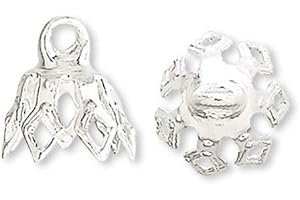 BEDAZZLINBEADS 100 Plated Brass Bell Bead End Charm Caps with Loop & 7 Filigree Prong Legs