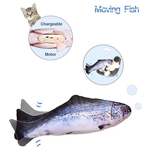Leven Realistic Cat Kicker Fish Toy, Electric Moving Interactive Cat Toy, Wiggle Fish Catnip Toy, Robotic Motion Sensor Kitten Toy, Plush Cat Teaser, Fun Kitty Toy, Stimulates Cat Hunting Instinct