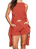 Ayliss Fashion Womens Two Pieces Outfit Suit Sleeveless Crop Top + Short Pant,Orange S