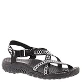 Skechers Women's Reggae Kooky Flat Sandal, Black/Amp; Grey, 9 M US