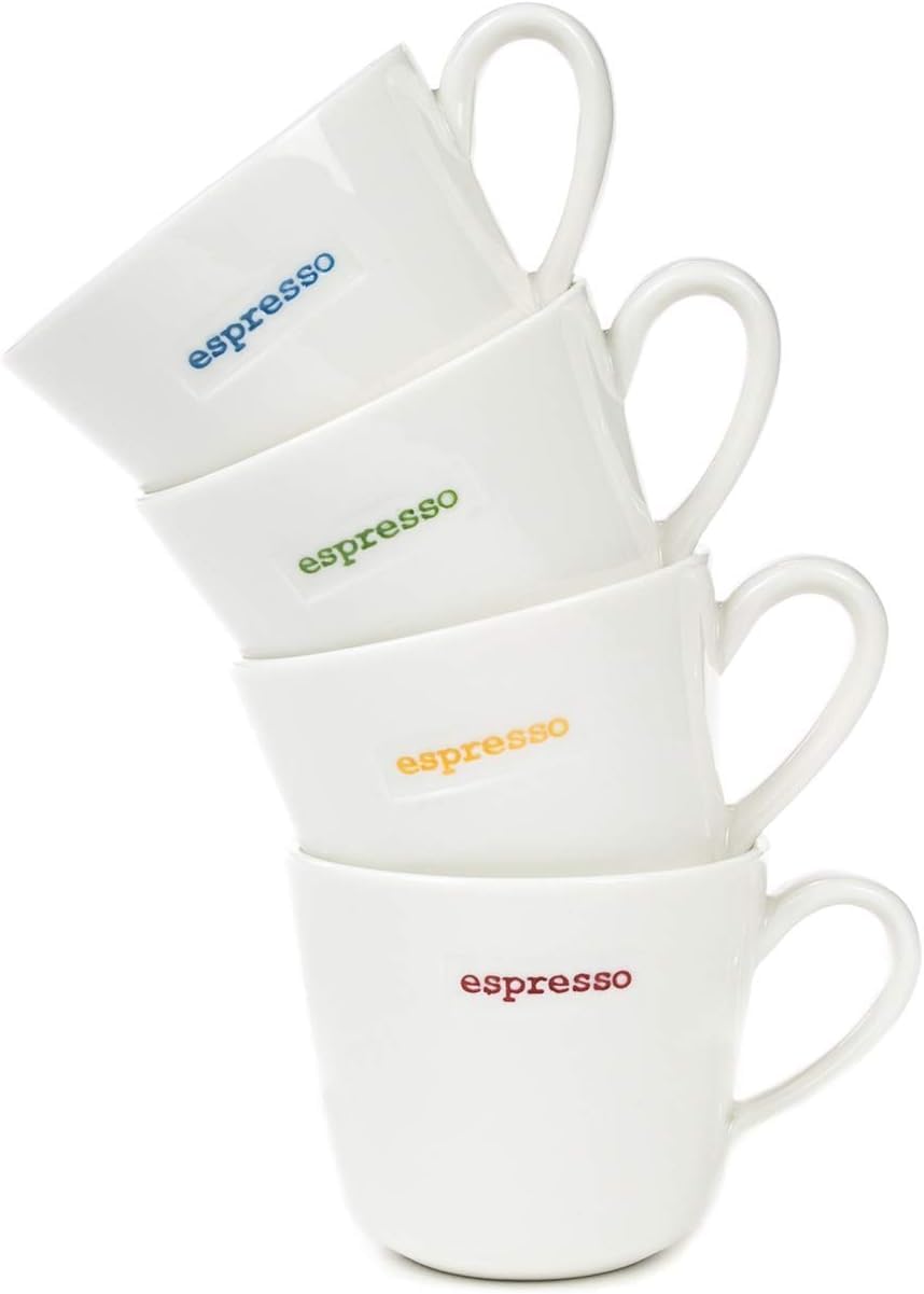 Keith Brymer Jones - Word Range - Ceramic Espresso Cup Set of 4 - Gift Boxed - Espresso - 100ml