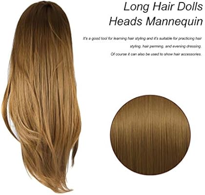 26 Inch Brown Long Hair Dolls Heads Training Mannequin Makeup