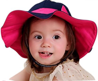 Baby Girls Kids Sun Hat with Chin Strap,Adjustable Head Size,50+ UPF Cotton