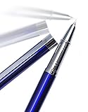 Wordsworth & Bläck Electric Blue Chrome Trim Fountain Pen - Executive Fountain Pens Set - Ink Refill Converter - Calligraphy - Business Gift Pen