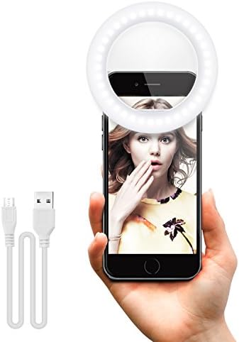 GDSZHS Rechargeable Selfie Ring Light - 36 LED Supplementary Lightning Night Selfie Enhancing, 3-Level Brightness Portable for iPhone, Tablet, iPad, Laptop, Camera