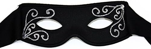 Flute Hand-painted Tie-On Black Silver Men's Masquerade Mask