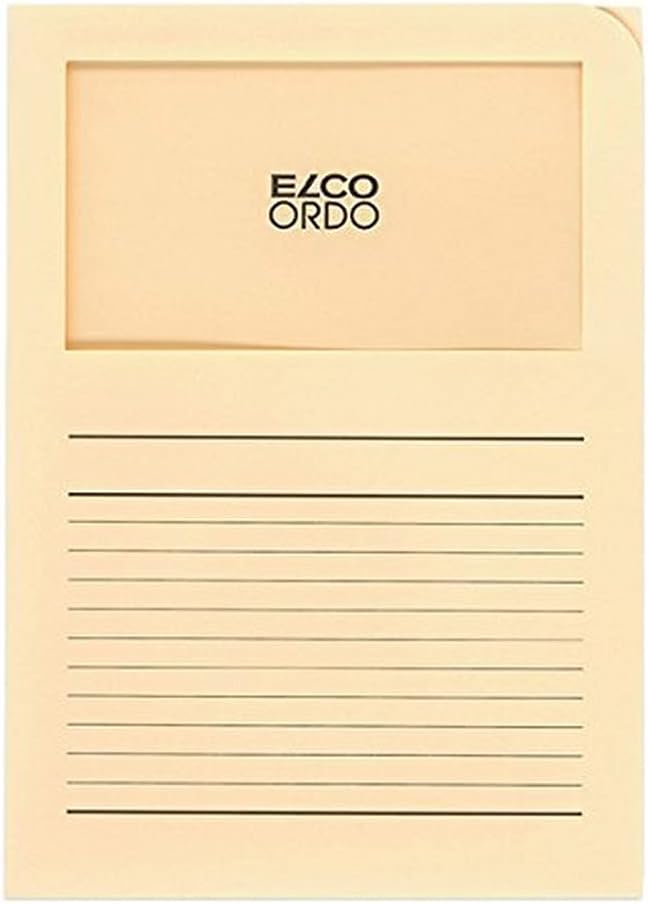 ELCO Ordo Classico 220x310 mm 120GSM Paper Folder with Printing and 180x100 mm Window (Box of 100) - Cream