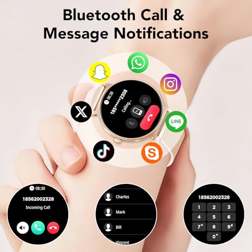 taopodo Smart Watches for Women, 1.27" AMOLED Health Fitness Tracker with Bluetooth Calling (Answer/Make Calls), 120+ Sports Modes, Timer, IP68 Waterproof Watch for Android/iPhone (Rose Gold)