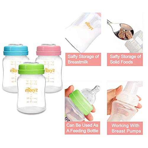 Matyz 4Pack Breast Milk Collection and Storage Bottles (Pink, 6oz Each) BPA Free Breastmilk