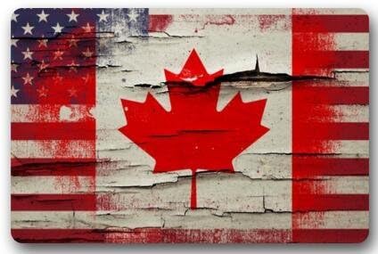 Fashion Custom Crackle Paint Canadian American Flag Wood Print Rectangular Non-slip Doormat,Floor Mat Door Mat Rug Indoor/Outdoor/Front Door/Bedroom Mats 23.6(l) X 15.7(w) Inch