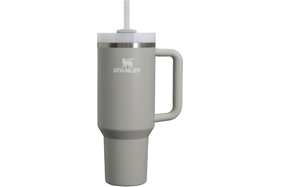 STANLEY Quencher H2.0 Flow State Tumbler, 40 oz, Ash | Handle and Straw | 3-Position Lid | Cup Holder Compatible for Travel | Insulated Stainless Steel Cup | BPA-Free