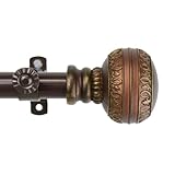 Rod Desyne Ornament Window Curtain Rod Set, 66 to 120-Inch, Cocoa