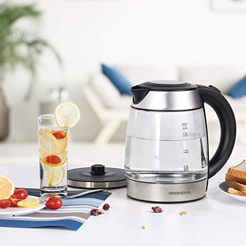 REDMOND Electric Kettle, 1.7L Cordless Glass Tea Kettle BPAFree