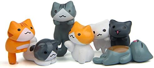 Mini Cat Kitty Dolls Fairy Garden MicroLandscape Figurine Ornament Decor for Terrarium Artificial Plant Flower 6PCS