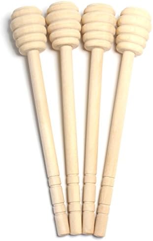 6" Wood Honey Dipper Drizzle, Stir Stick Dispenser (4)