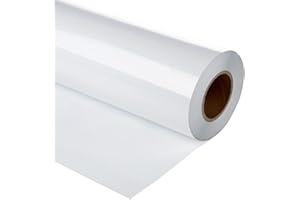 Guangyintong Heat Transfer Vinyl HTV Rolls, 12" x 12ft White Iron-on for T-Shirts, Matte Surface HTV for All Cutter Machines, Easy to Cut & Weed for DIY Design