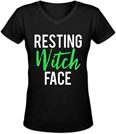 RESTING WITCH FACE Women's Short Sleeve Cotton V-Neck T-Shirt