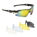 Hisea Polarized Sports Sunglasses with 5 Interchangeable Lenes for Men Women Cycling Running Driving Fishing Golf Baseball Glasses, Tr90 Unbreakable Frame