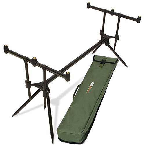 G8DS® Set Rod Pod Rutenhalter + Tragetasche inklusive 3 Bissanzeiger mit Ton- und Lautstärkeregler für 9V Block Karpfen Angeln – Bild 3