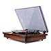 Tyler TTT603-MH Mahogany Record Player Stereo System with Built-in Speakers, MP3 Player and USB Recording, Bluetooth, Headphone & Aux Input, RCA Line-Out