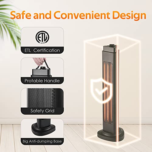 1500W Electric Space Heater for Large Room, 3S Fast Heating Electric Patio Heater, Indoor Heaters with 4 Modes, 90°Oscillation, Portable Outdoor Patio Heater with Overheat & Tip-over Protection